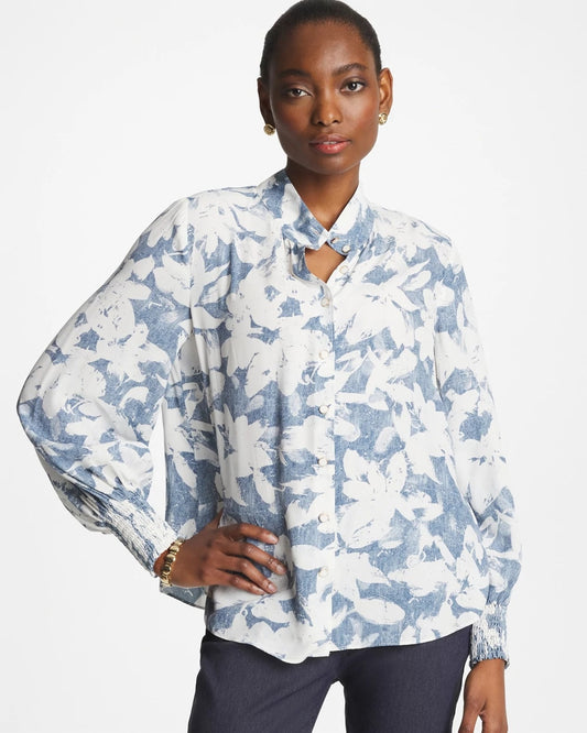 Chico's Faux Silk Mockneck Blouse