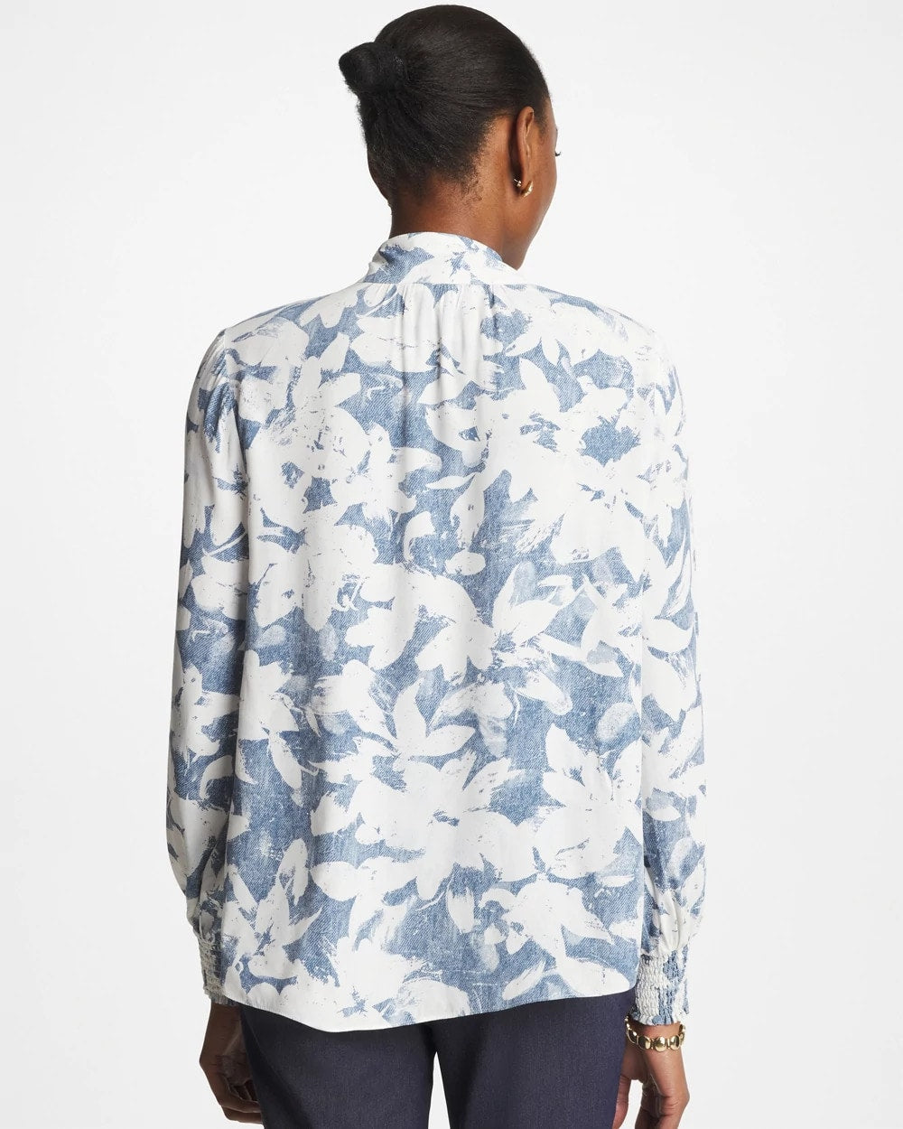 Chico's Faux Silk Mockneck Blouse