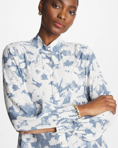 Chico's Faux Silk Mockneck Blouse