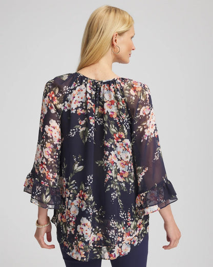 Chico's Floral Georgette Blouse
