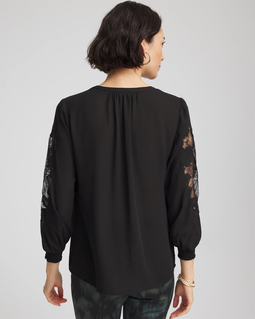 Chico's Crepe Banded Collar Blouse