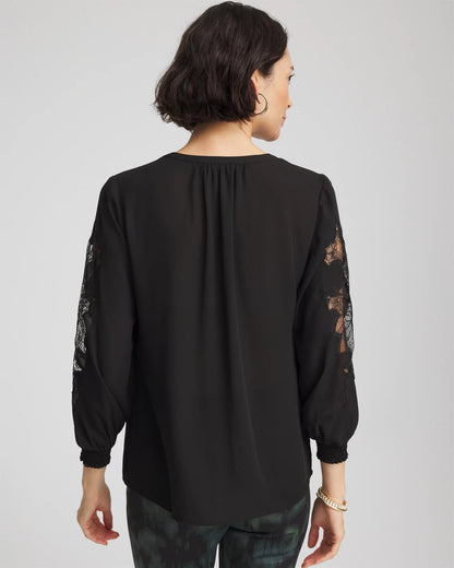 Chico's Crepe Banded Collar Blouse