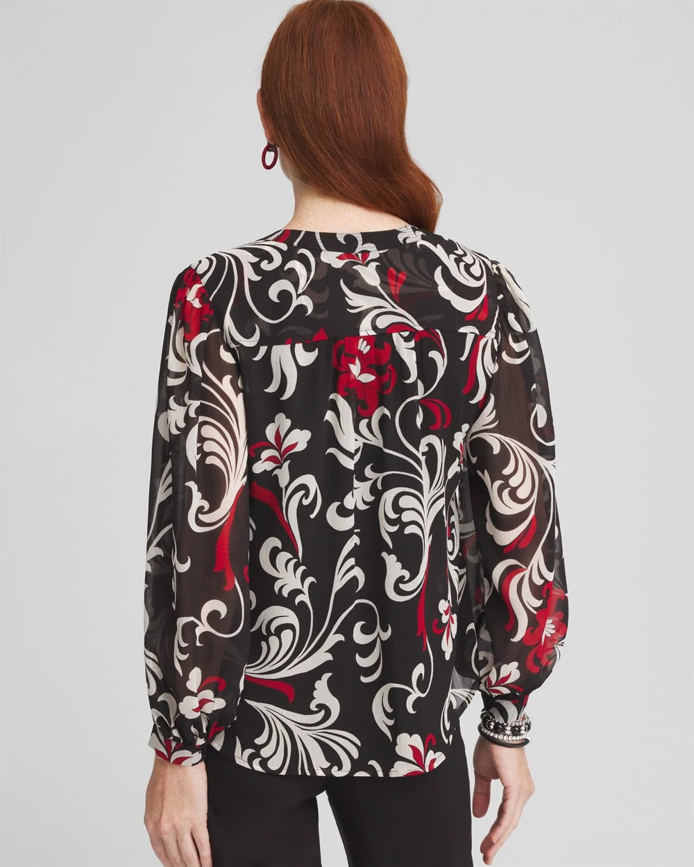 Chico's Crinkle Chiffon Floral Blouse