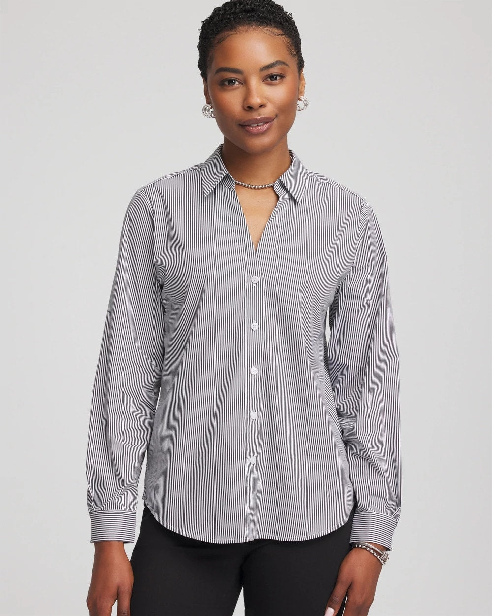 Chico's Poplin Stripe Shirt