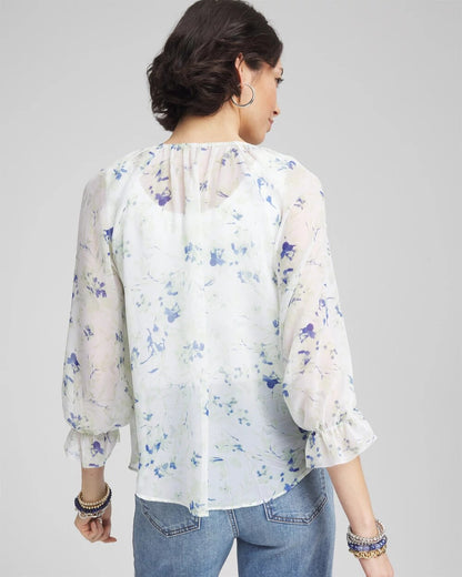 Chico's Georgette Sheer Ruffle Blouse