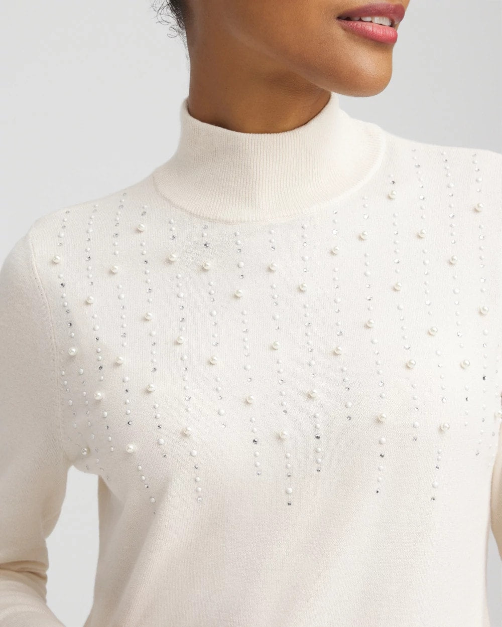Chico's Ella Embellished Mockneck Sweater