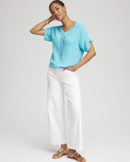 Chico's Sequin V-Neck Pullover Sweater