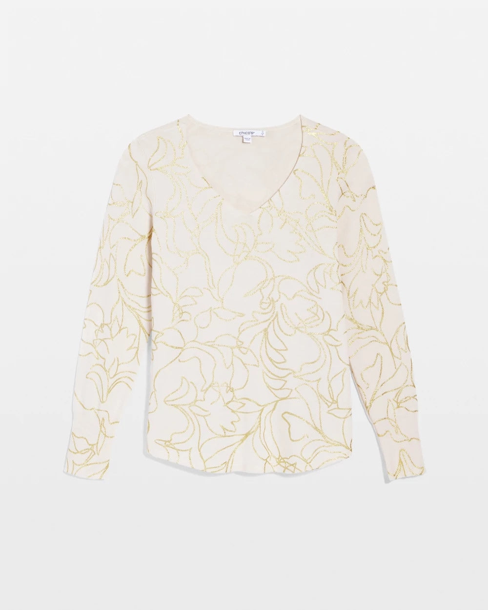 Chico's Ella Foiled V-Neck Sweater