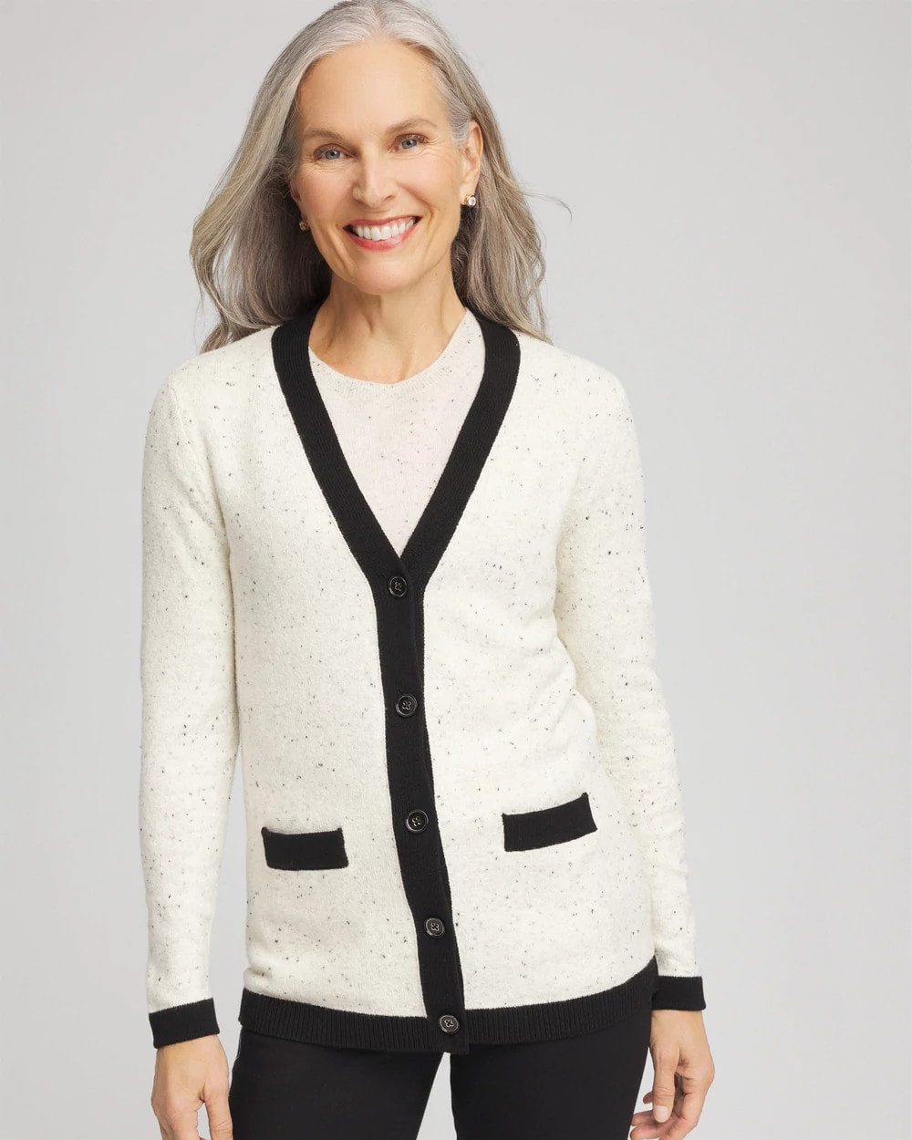 Chico's Tipped Lady Jacket Cardigan