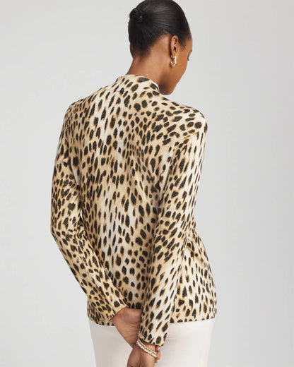 Chico's Ella Mockneck Animal-Print Pullover Sweater
