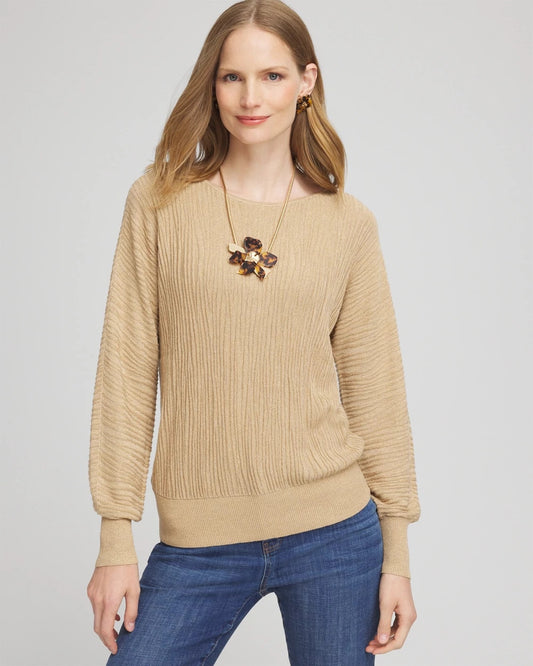 Chico's Textured Zebra Print Dolman Sleeve Sweater