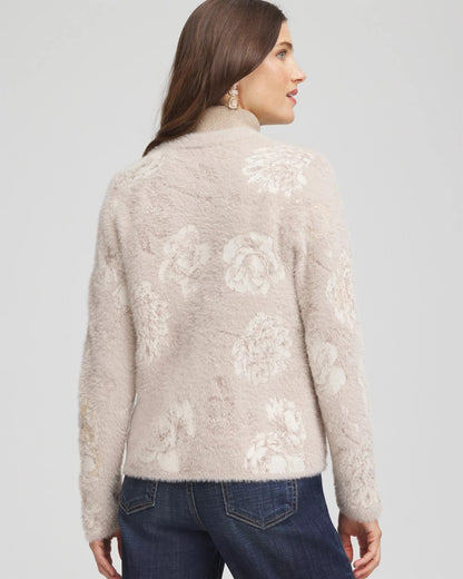 Chico's Fuzzy Jacquard Boyfriend Cardigan
