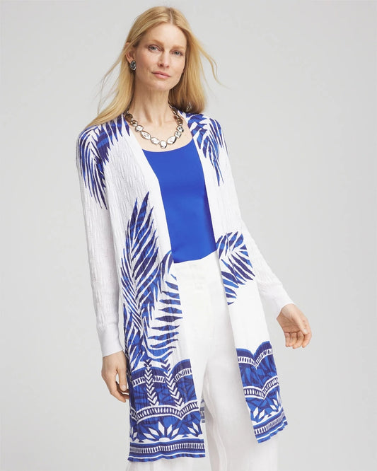 Chico's Island Motif Pointelle Long Cardigan