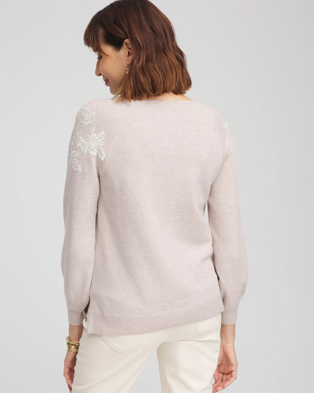 Chico's Embroidered Boatneck Sweater