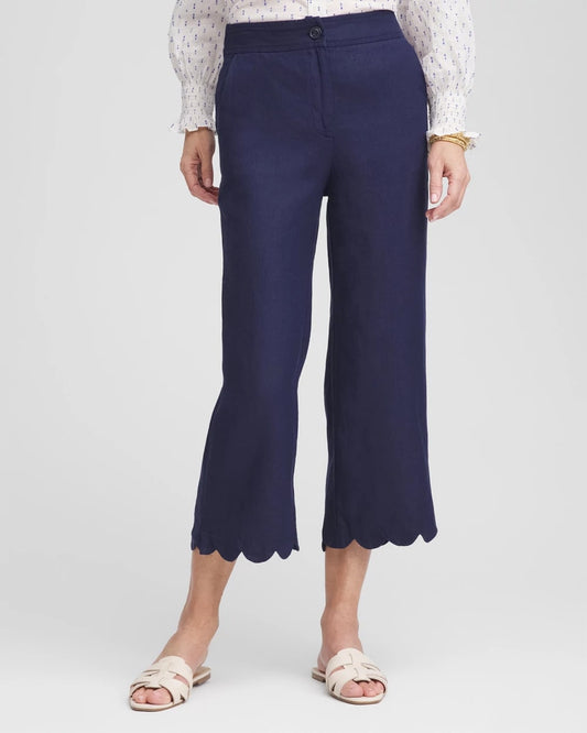 Chico's Linen Scallop Hem Crop Pants