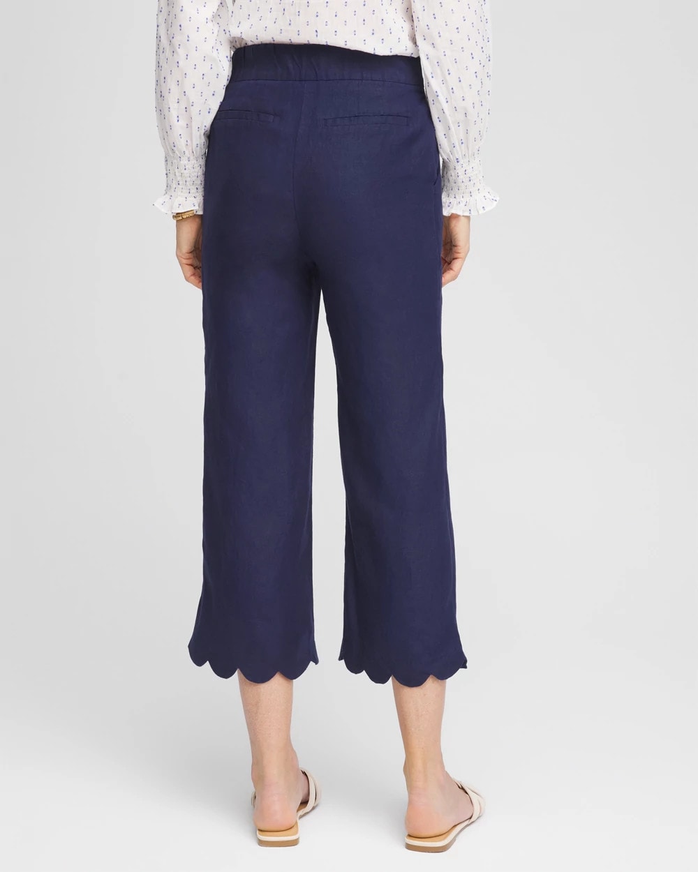 Chico's Linen Scallop Hem Crop Pants