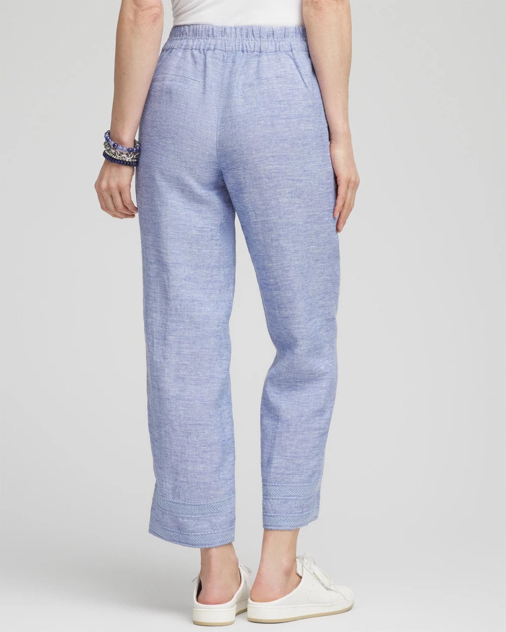 Chico's Linen Pull On Waist Cropped Pants