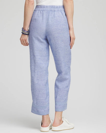 Chico's Linen Pull On Waist Cropped Pants