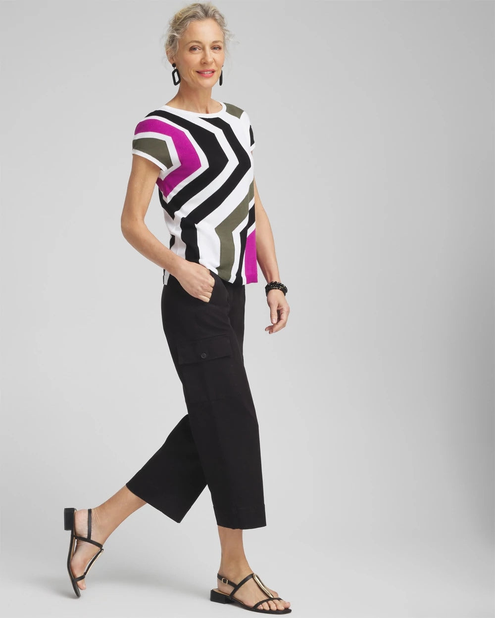 Chico's Cargo Straight Leg Cropped Pants