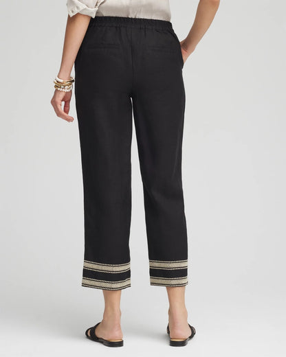 Chico's Linen Elastic Waist Cropped Pants