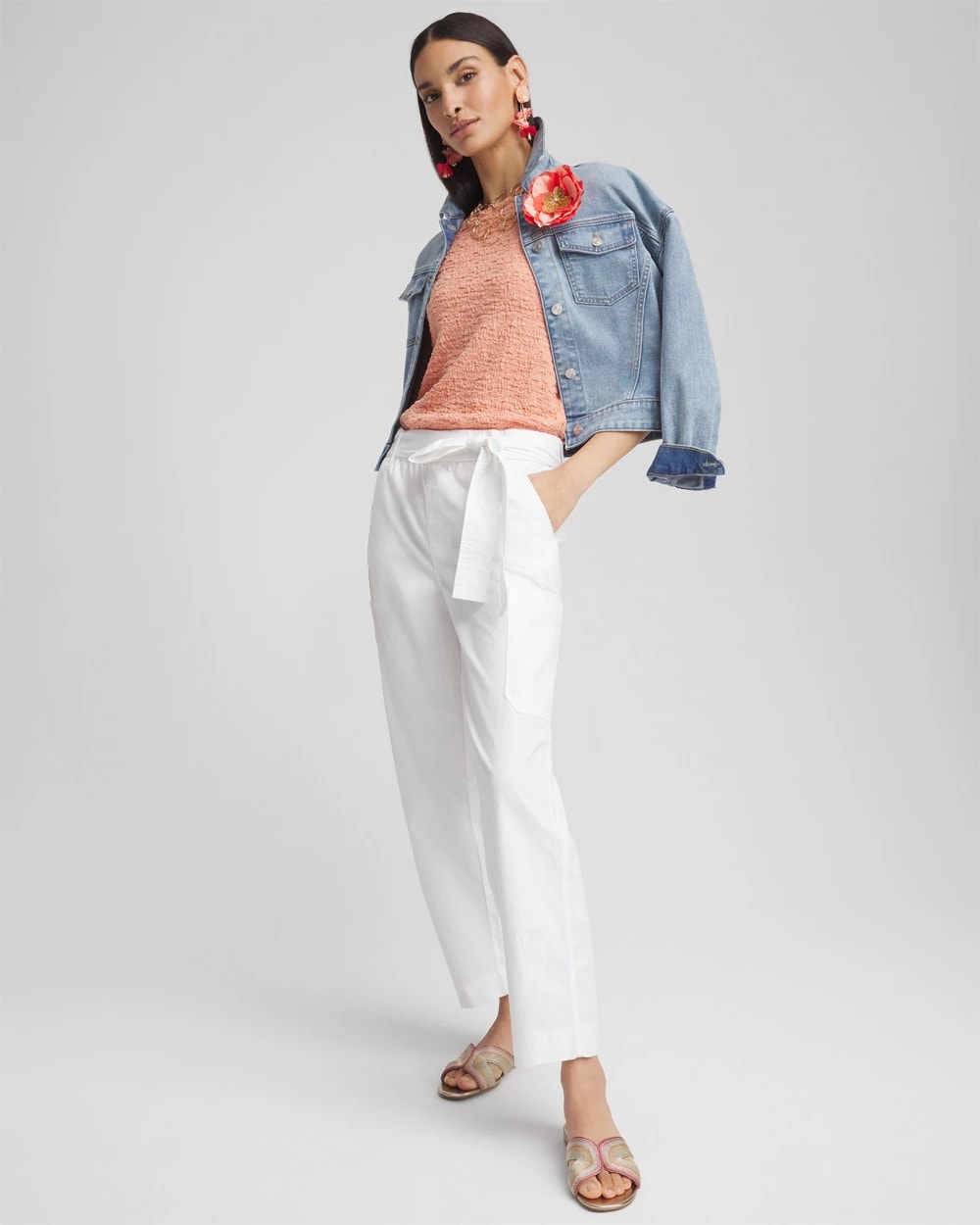 Chico's Poplin Pull-On Tapered-Leg Cropped Pants