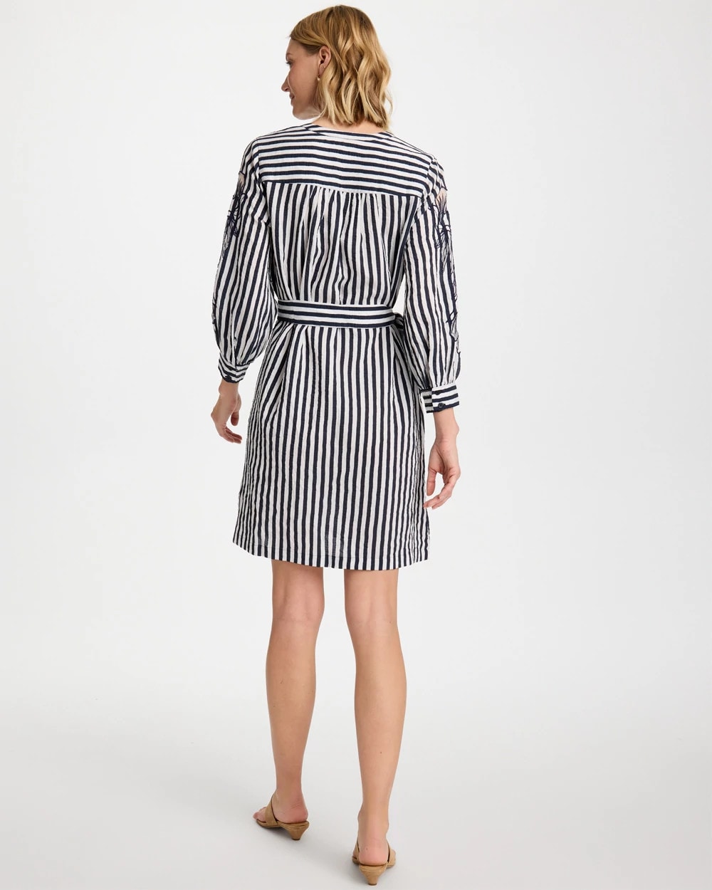 Chico's Embroidered Striped Dress
