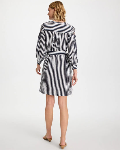 Chico's Embroidered Striped Dress
