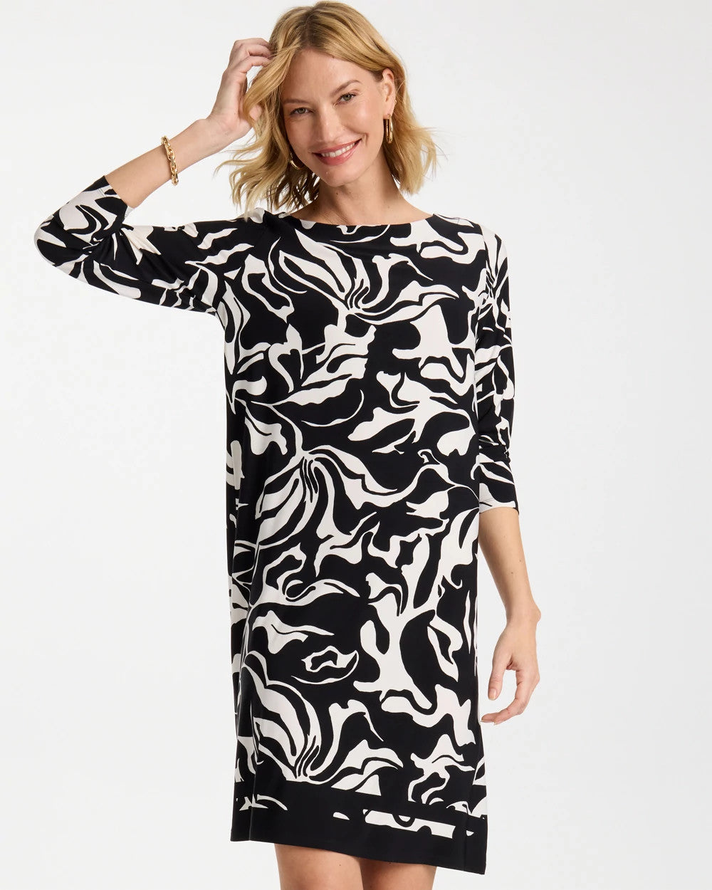 Chico's Jersey Knit Boatneck Shift Dress