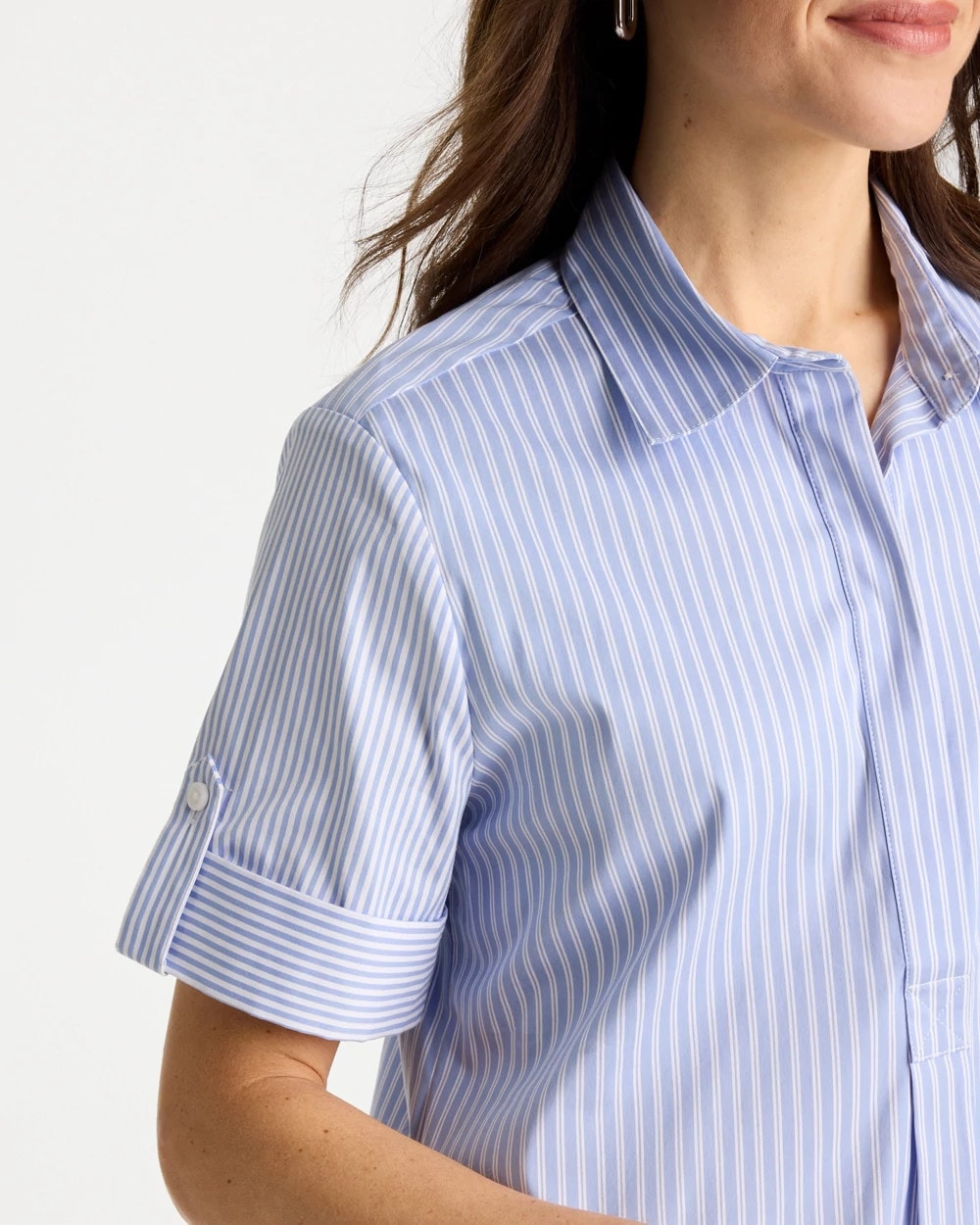 Chico's Popover Striped Tiered Poplin Dress