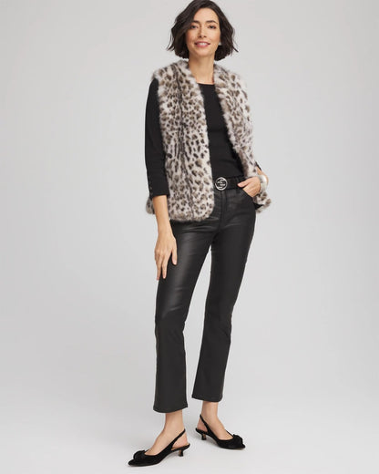 Chico's Snow Leopard Faux Fur Vest