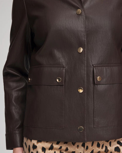 Chico's Snap Front Faux Leather Jacket
