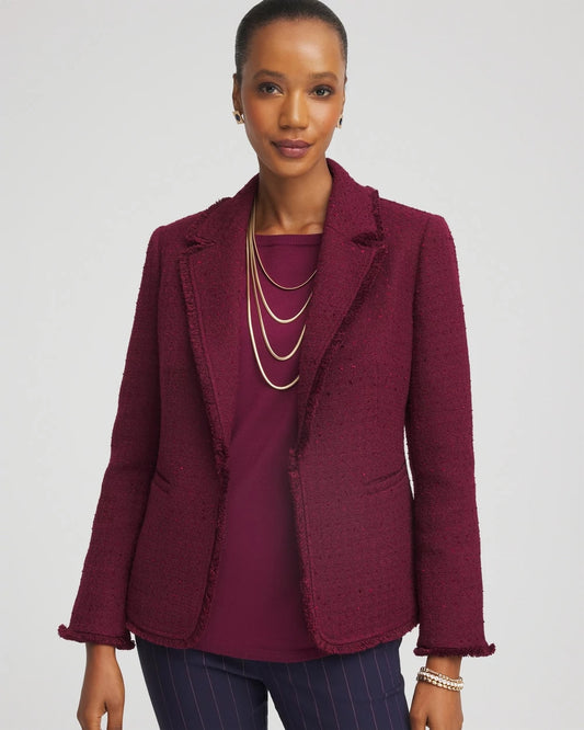 Chico's Tweed Fringe Blazer