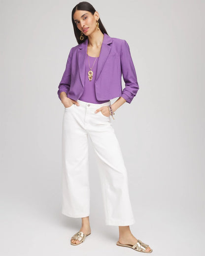 Chico's Cropped Ruched Sleeve Blazer