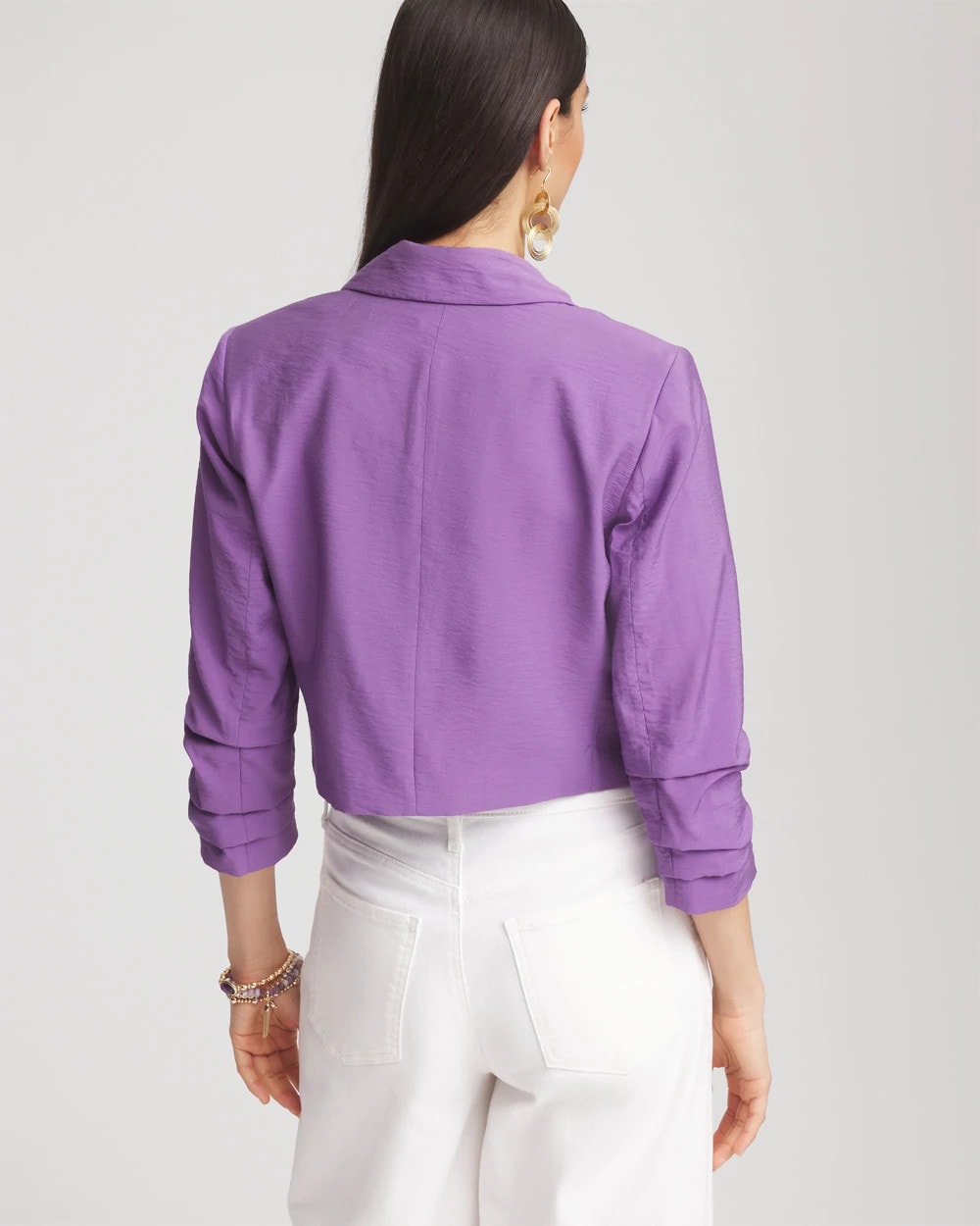 Chico's Cropped Ruched Sleeve Blazer