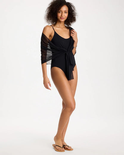 Chico's Gottex Yuri Flower Mesh One Piece Swimsuit
