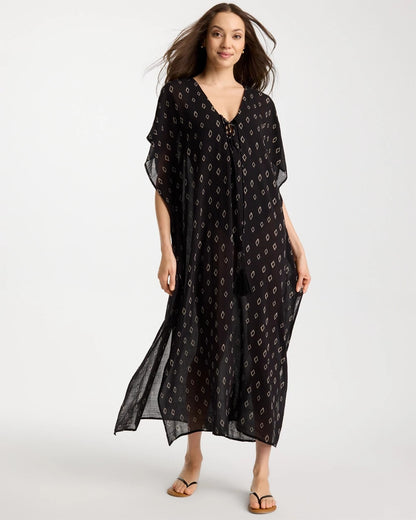 Chico's Printed Kaftan Swim Cover-Up