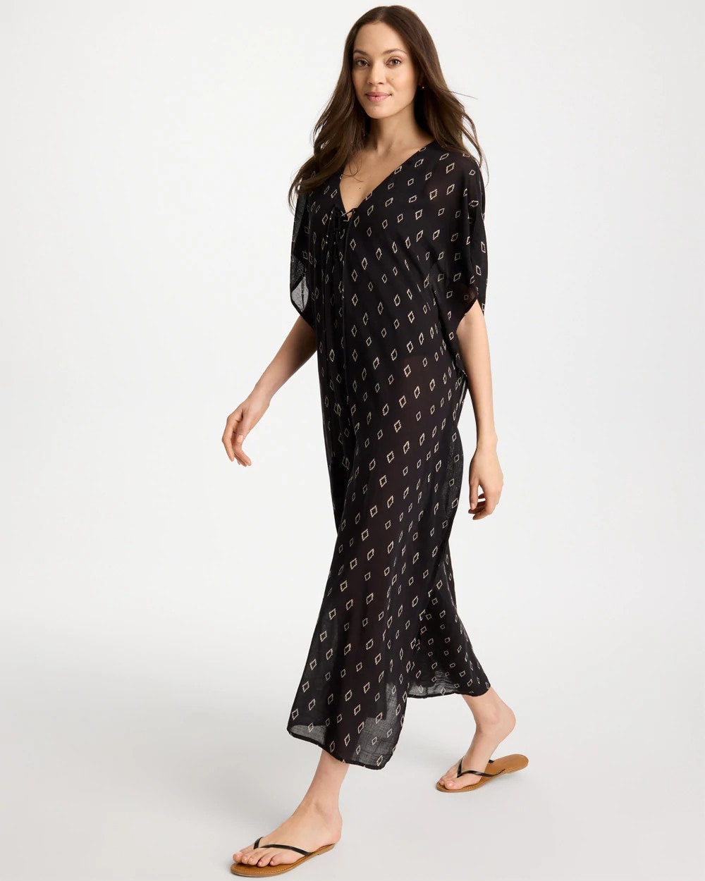 Chico's Printed Kaftan Swim Cover-Up