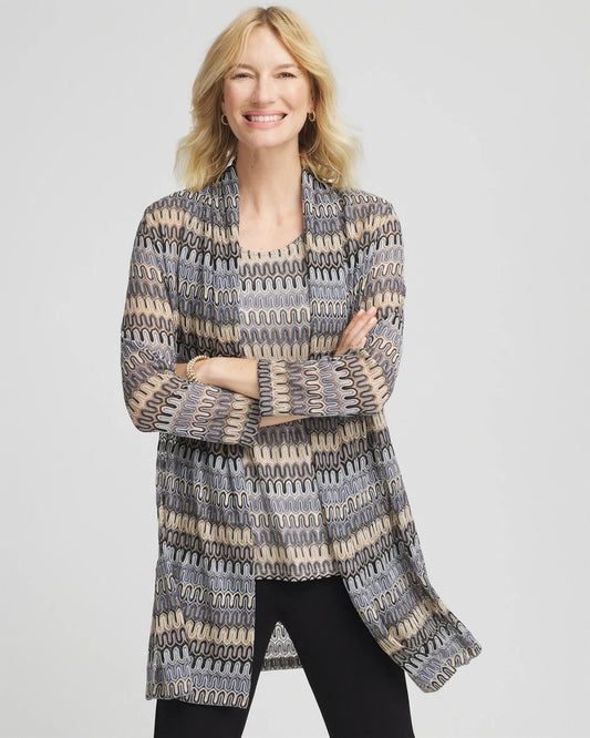 Chico's Travelers™ Knit Chevron Open-Front Cardigan