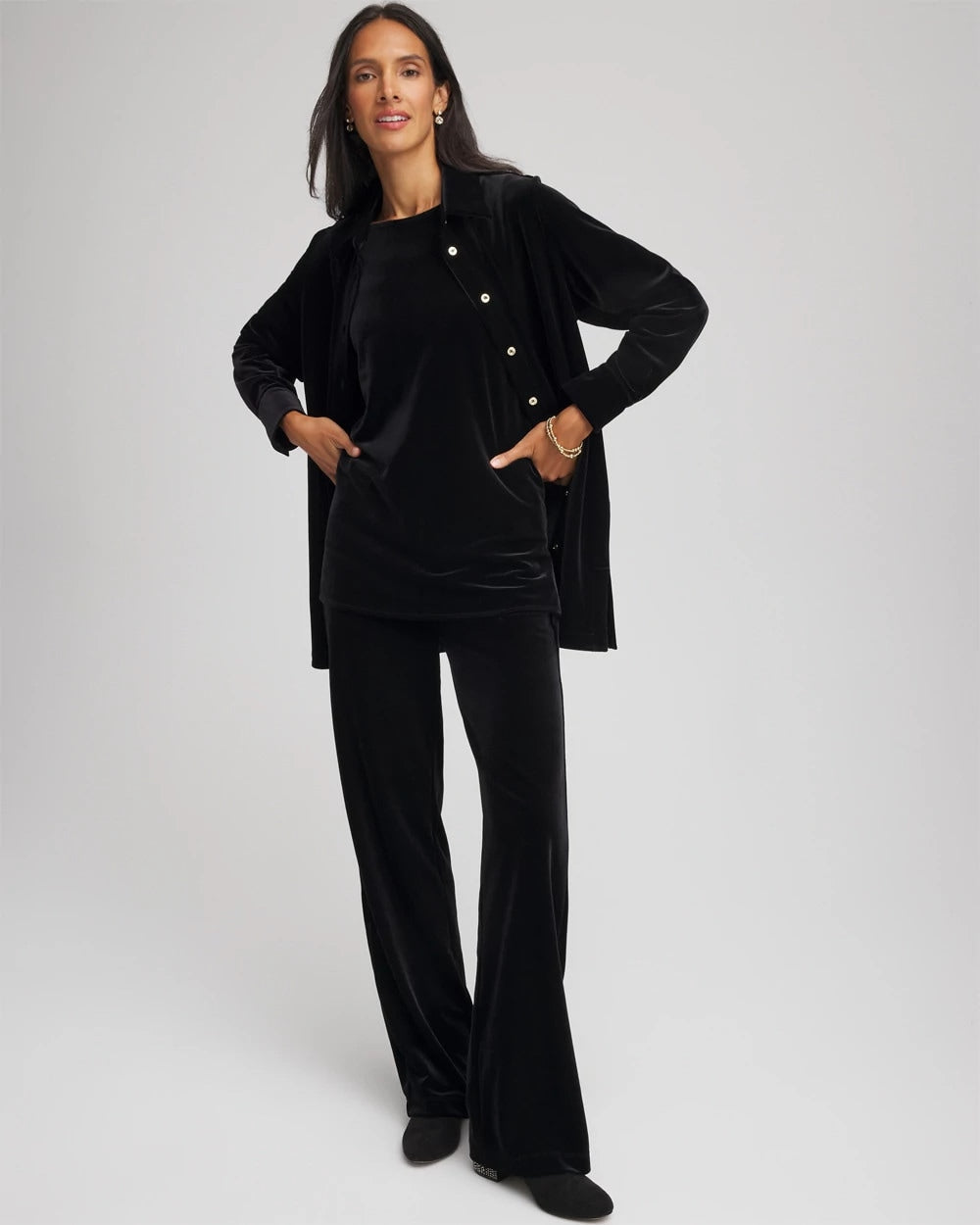 Chico's Travelers™ Velvet Button-Down Shirt