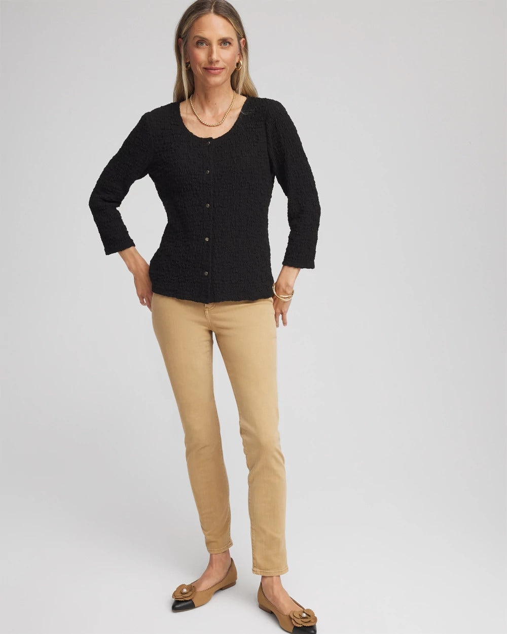 Chico's Textured Scoopneck Cardigan