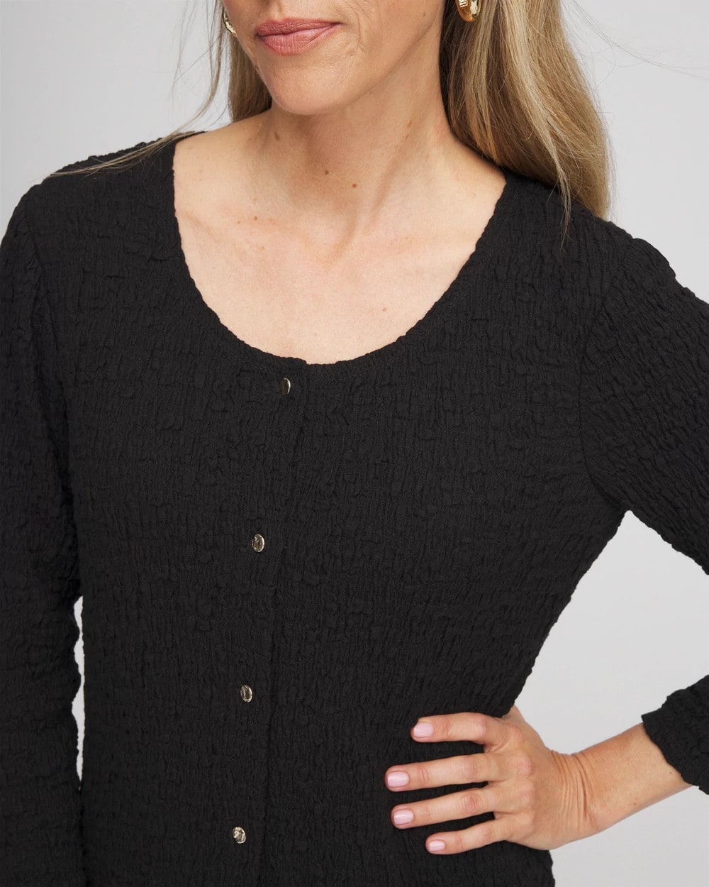 Chico's Textured Scoopneck Cardigan