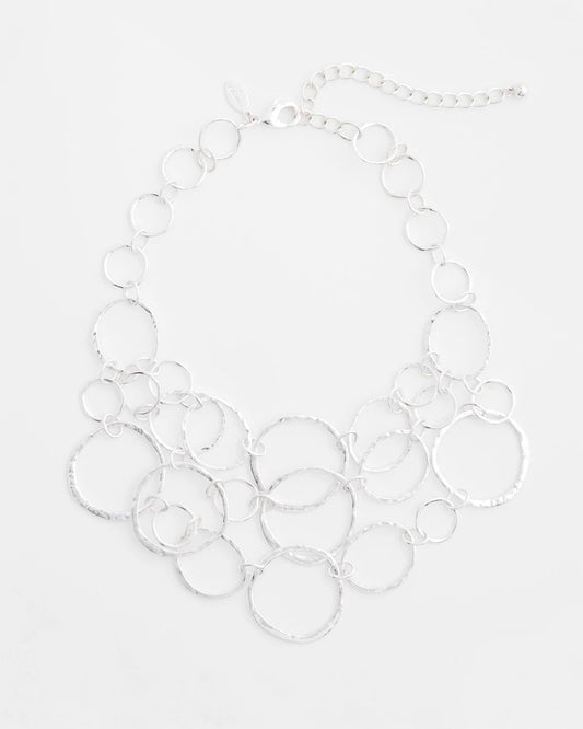 Chico's Short Silvertone Multi-Strand Link Necklace