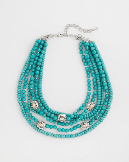 Chico's Turquoise Multistrand Bib Necklace