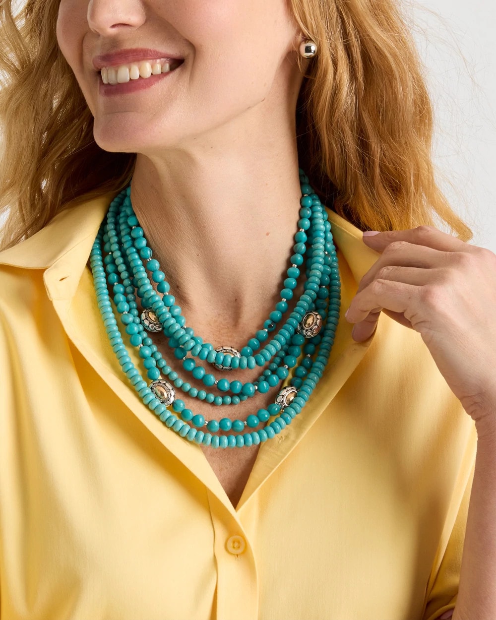 Chico's Turquoise Multistrand Bib Necklace