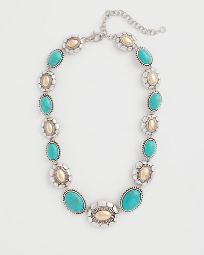 Chico's Turquoise Mixed Metal Collar Necklace
