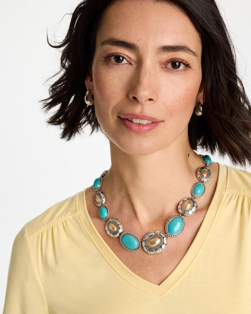 Chico's Turquoise Mixed Metal Collar Necklace