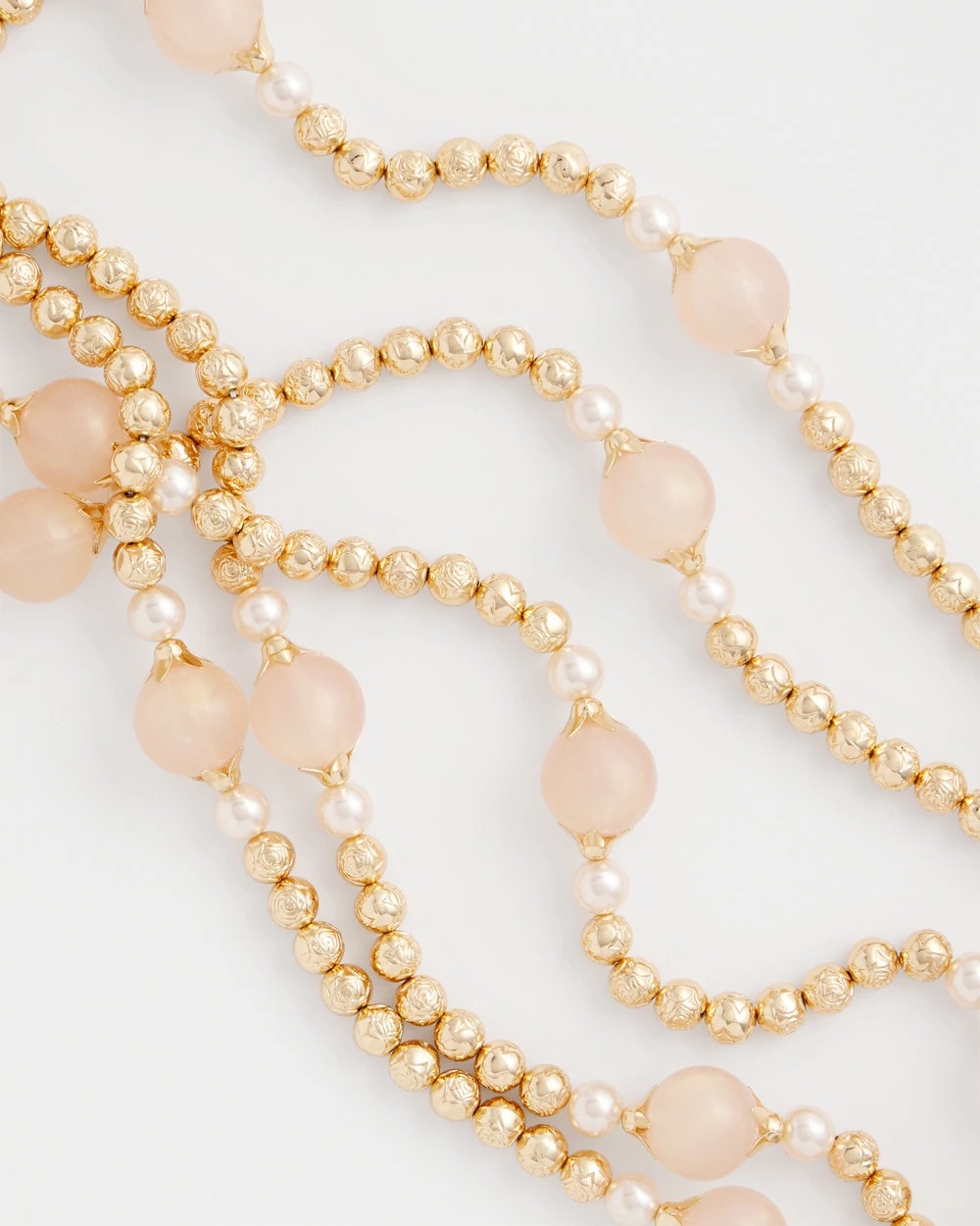 Chico's Gold Pink Chunky Beaded Necklace