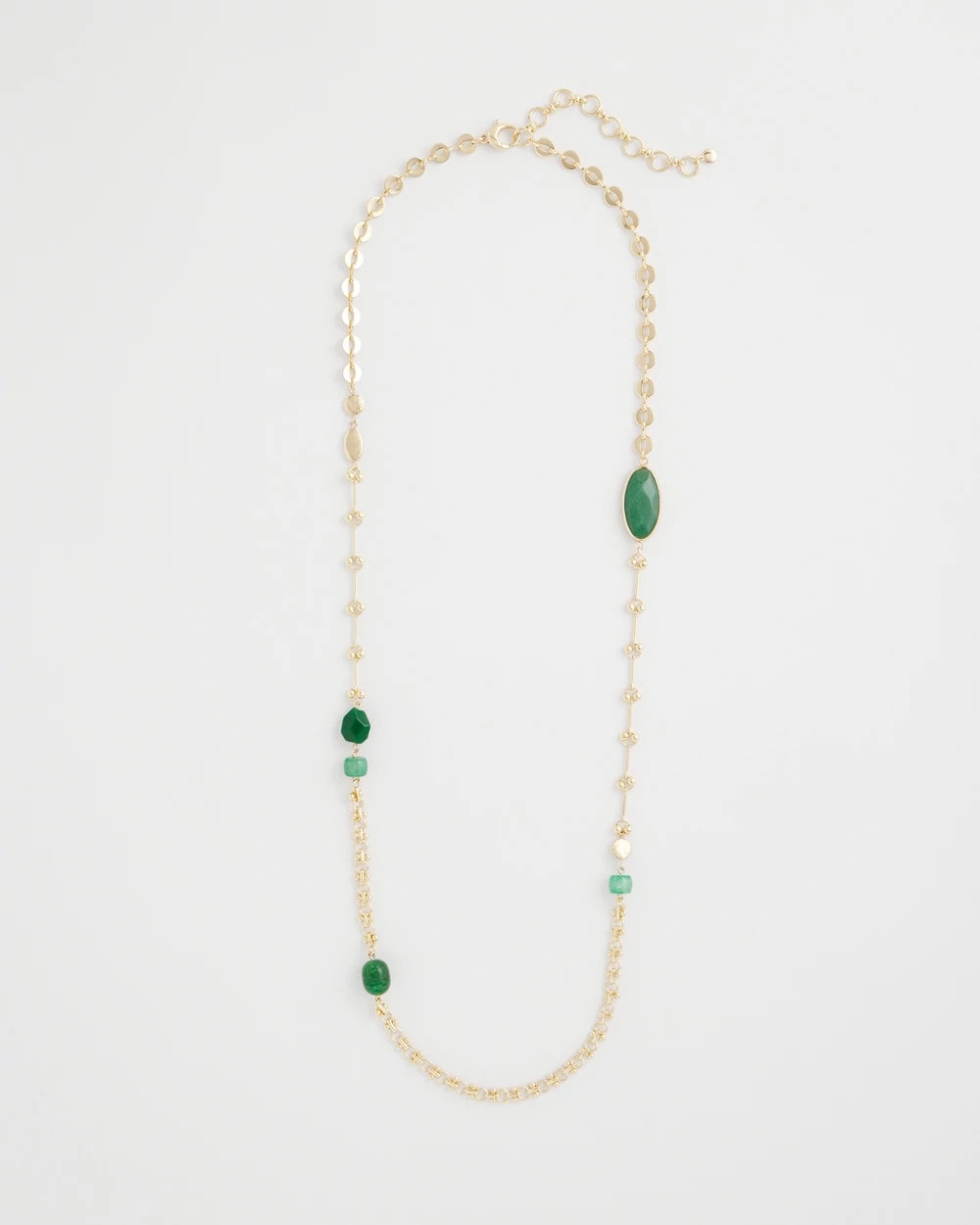 Chico's Green Accent Long Single Strand Necklace