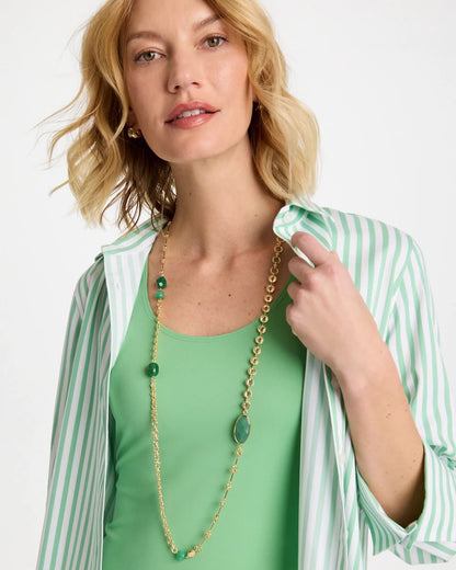Chico's Green Accent Long Single Strand Necklace