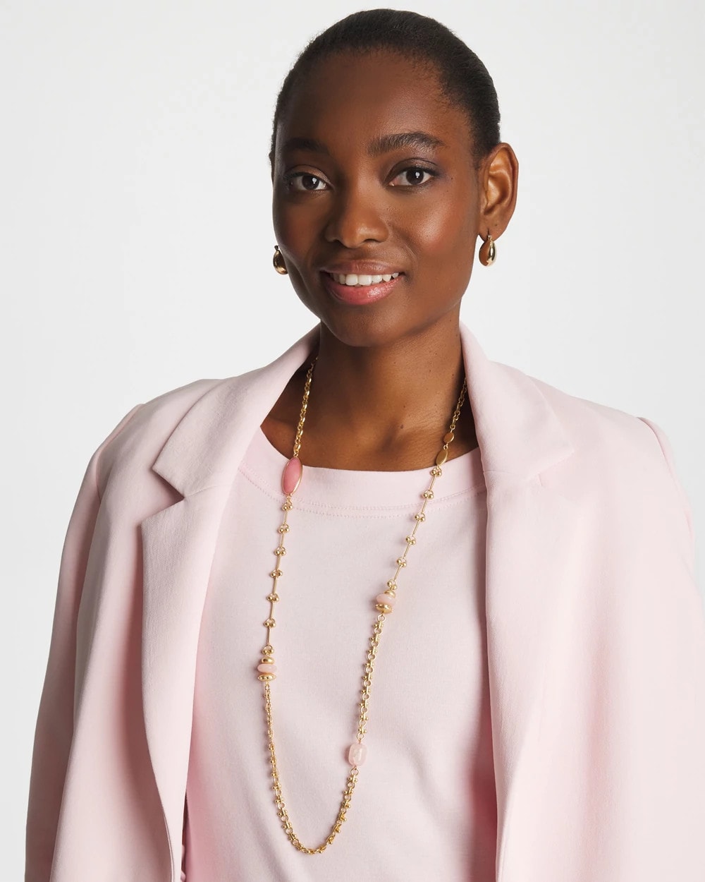 Chico's Pink Accent Long Single Strand Necklace